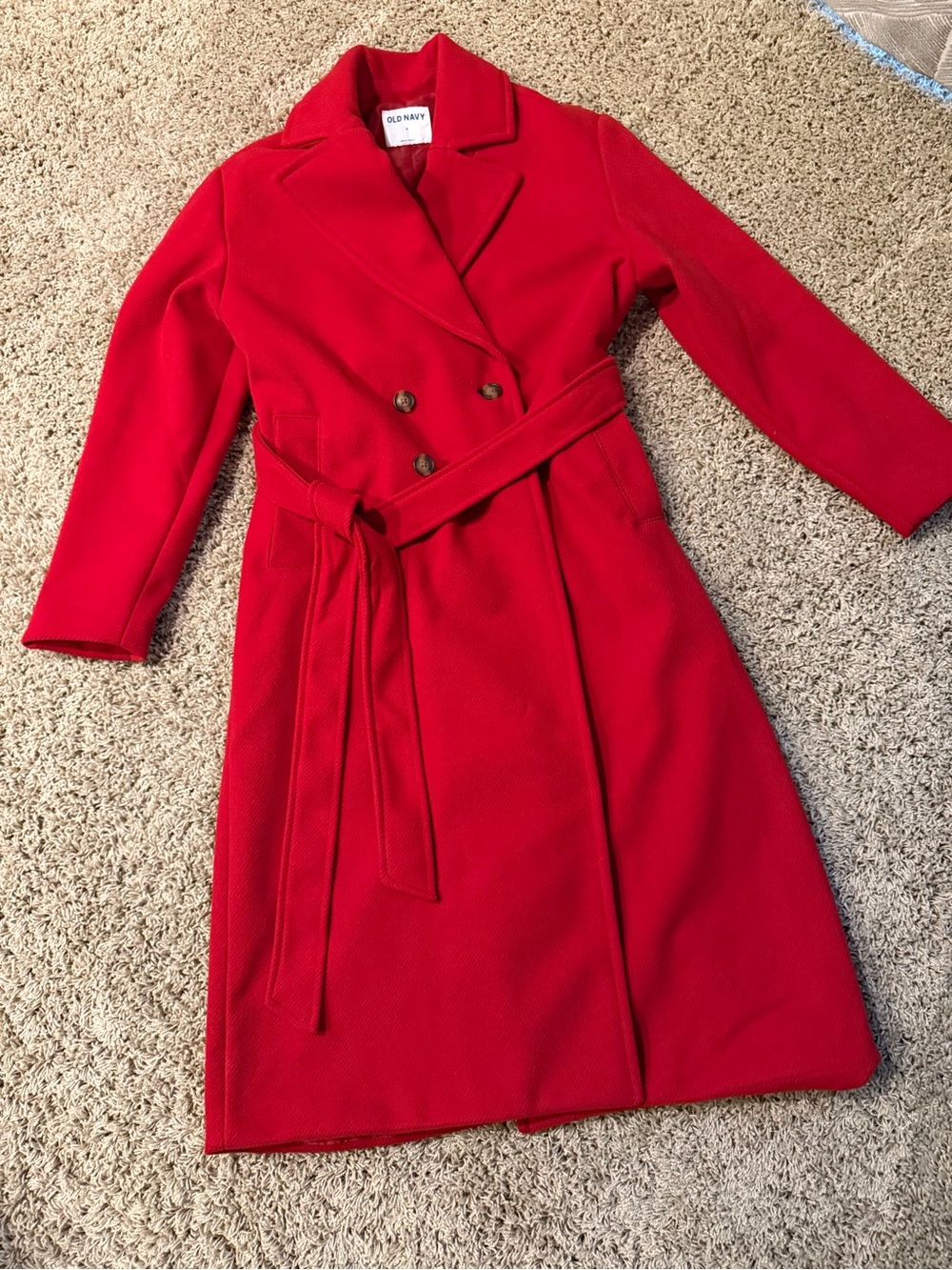 Red Long Winter Coat (Lined) Sz S